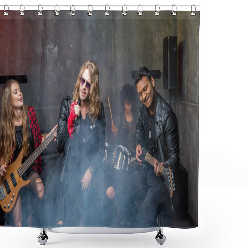 Personality  Rock Band Rehearsing In Studio  Shower Curtains