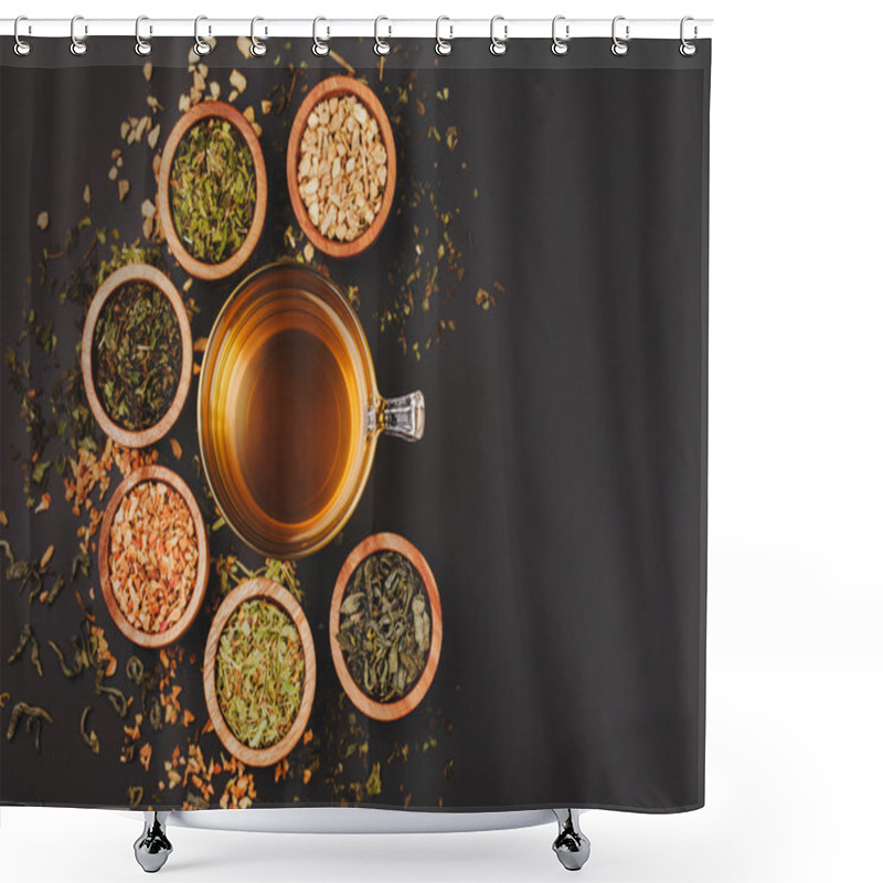 Personality  Assortment Of Dry Tea In Little Bowls Shower Curtains