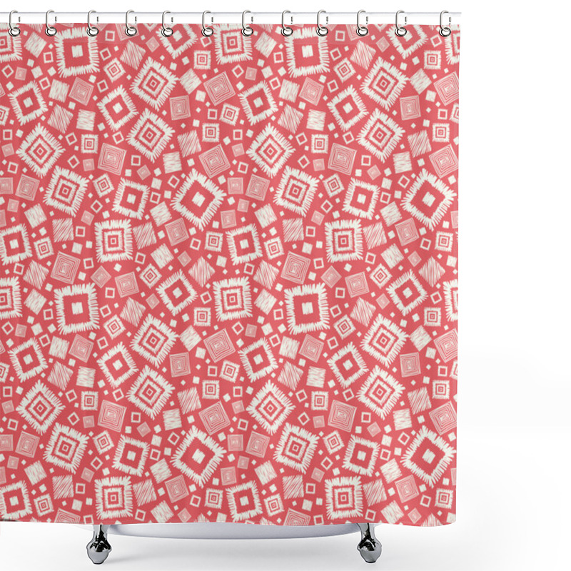 Personality  Geometric Squares Texture Seamless Pattern Background Shower Curtains