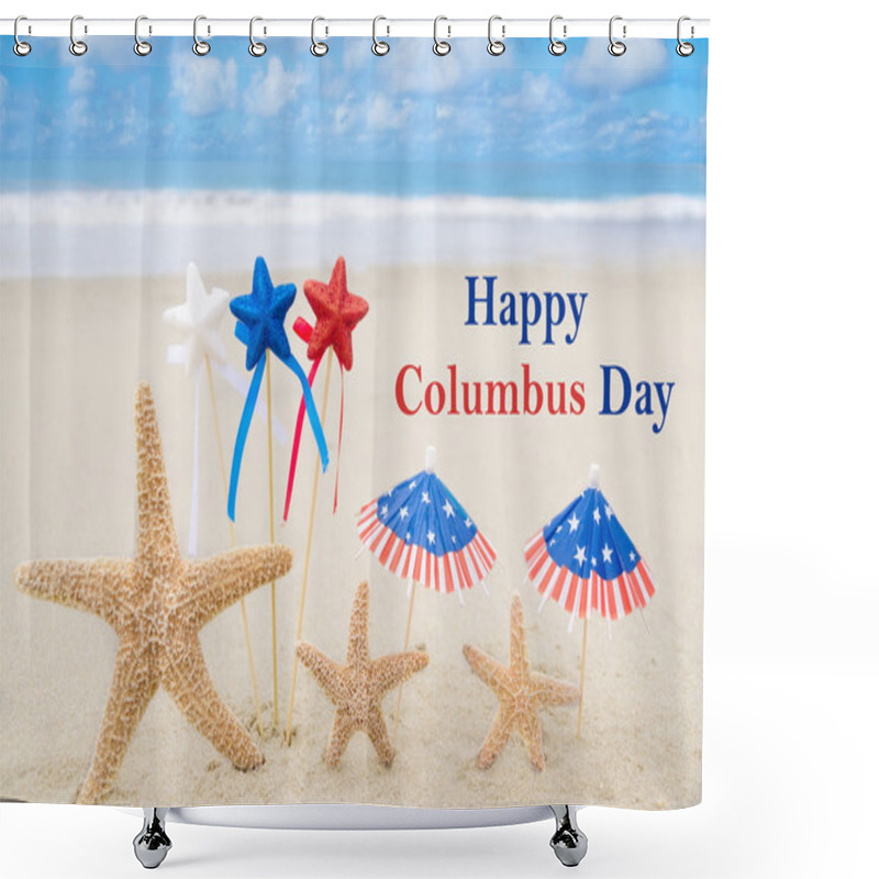 Personality  Columbus Day Background With Starfishes Shower Curtains