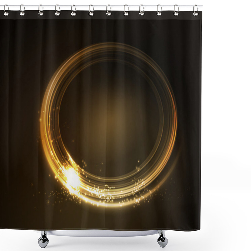 Personality  Golden Glowing Oval Frame Shower Curtains