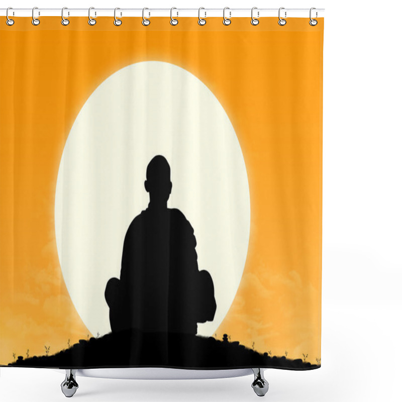 Personality  Monk In Meditation At Sunrise Shower Curtains