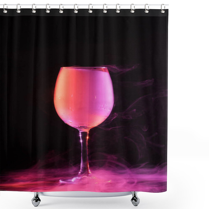 Personality  Wineglass With Pink Smoke On Black Background Shower Curtains