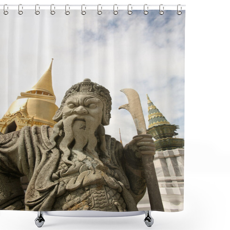 Personality  Statue Of Guard In Royal Palace, Bangkok Shower Curtains