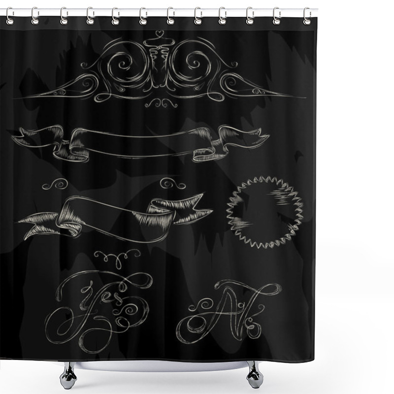 Personality  Ribbon Stylized Drawing With Chalk Shower Curtains