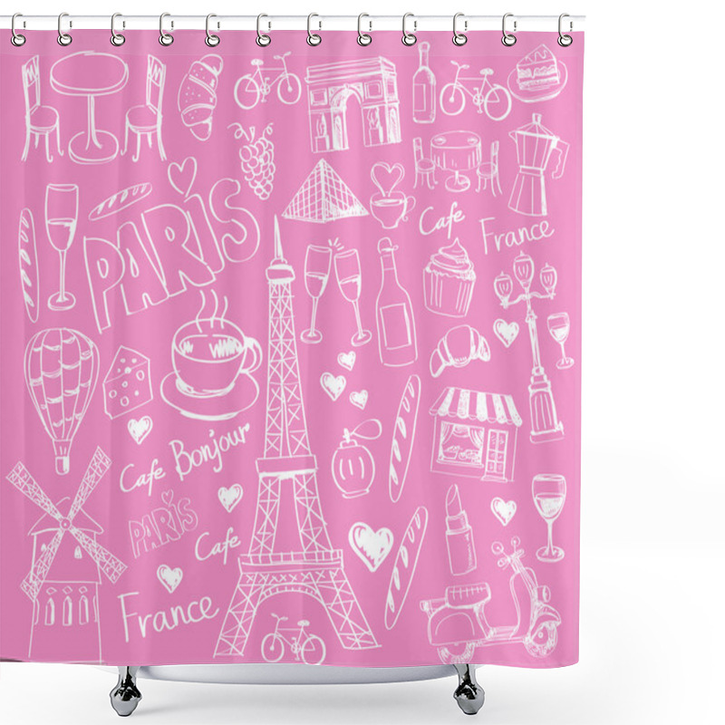 Personality  Vector Hand Drawn Paris Illustration Shower Curtains