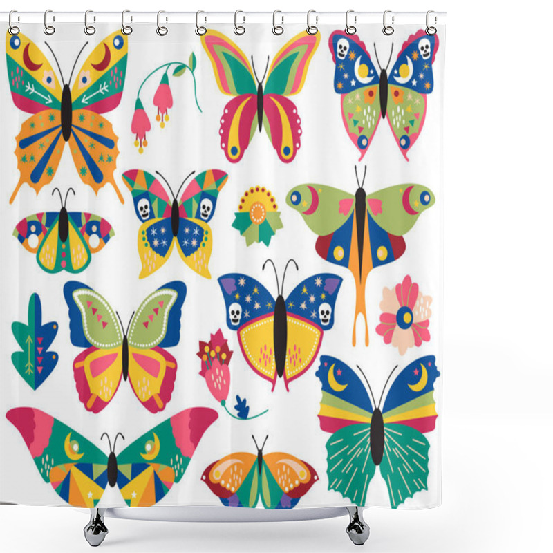 Personality  Vector Collection Of Bohemian Stylized Butterflies And Moths  Shower Curtains