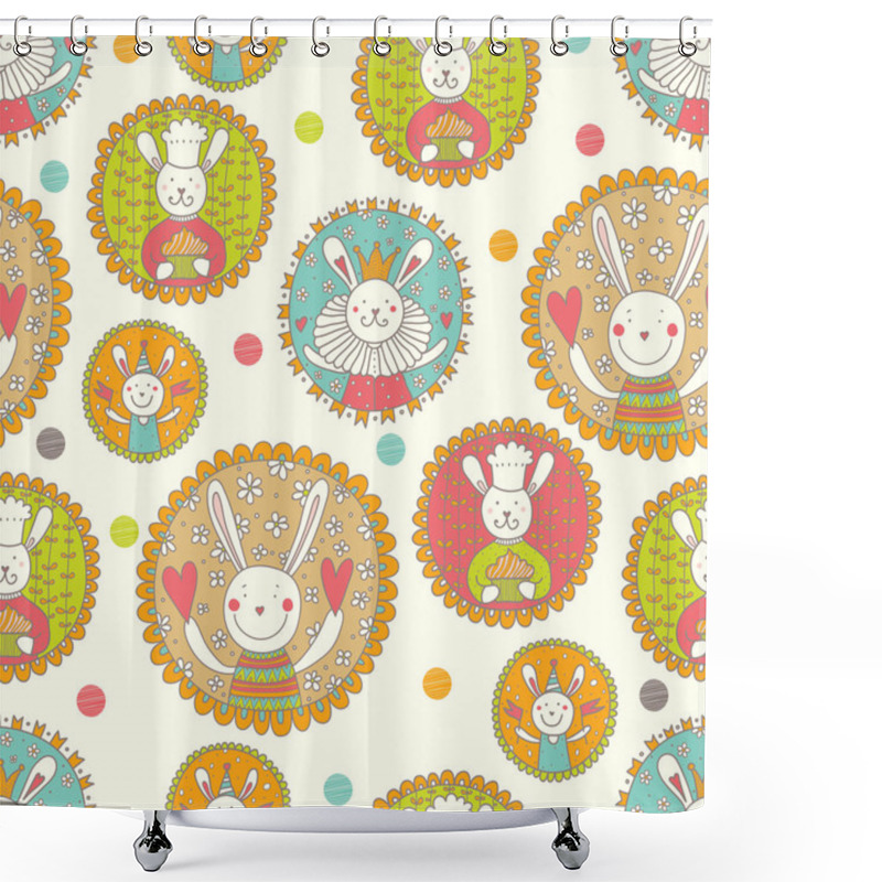 Personality  Seamless Pattern With Bunnies Shower Curtains