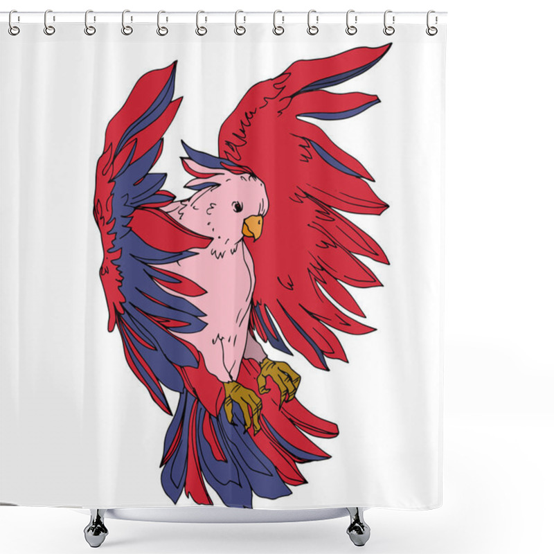 Personality  Vector Sky Bird Cockatoo In A Wildlife Isolated. Black And White Shower Curtains