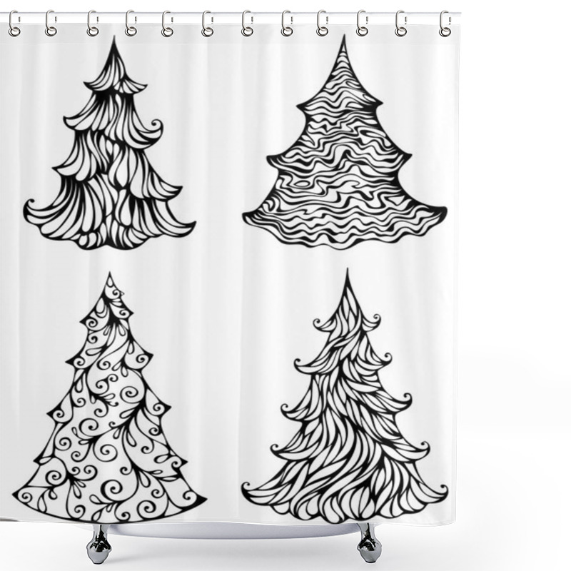 Personality  Spruces Isolated On White Background Shower Curtains