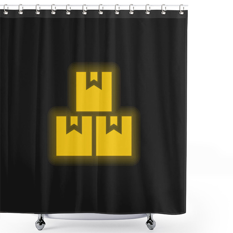 Personality  Boxes Yellow Glowing Neon Icon Shower Curtains