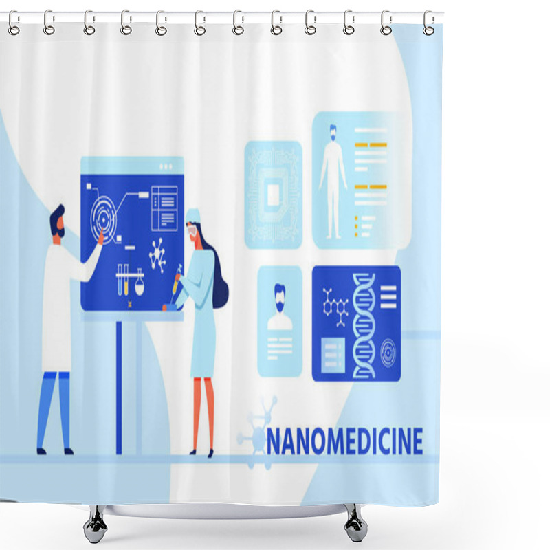 Personality  Nanomedicine Infographic Research Cartoon Banner Shower Curtains