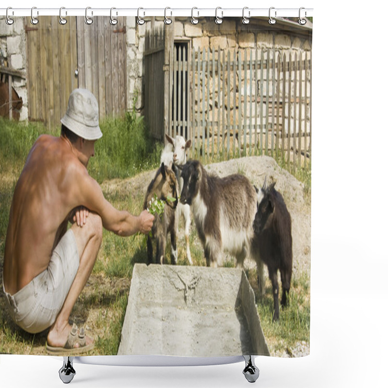 Personality  Man With Goats Shower Curtains