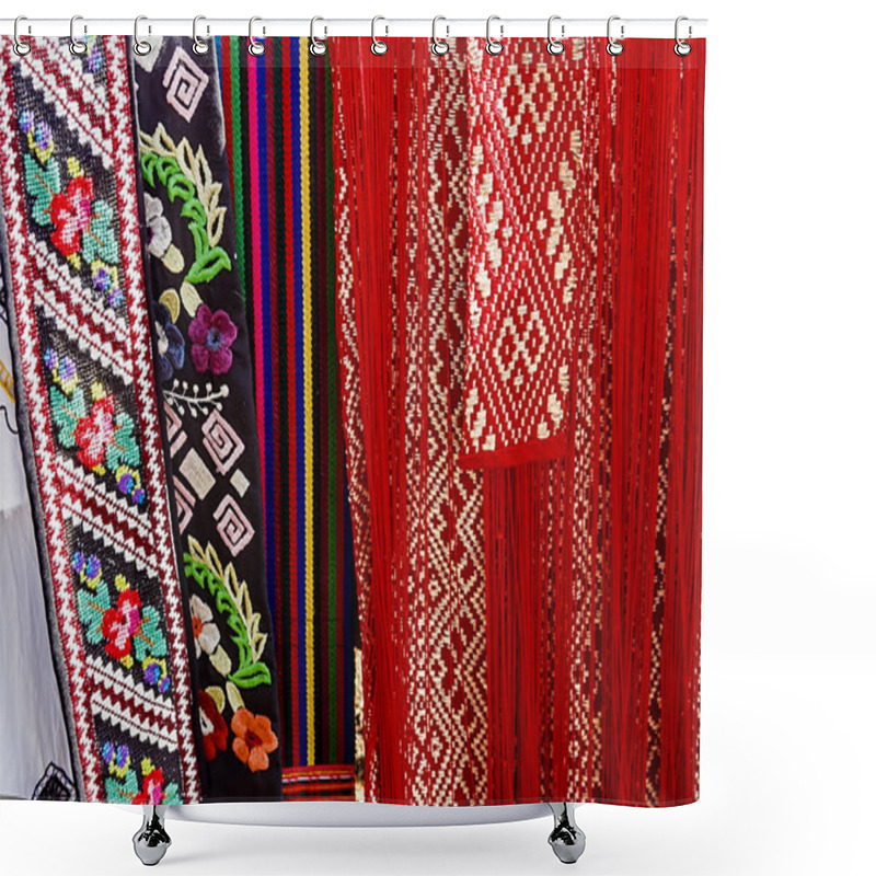 Personality  Materials With Romanian Traditional Embroidery-1 Shower Curtains