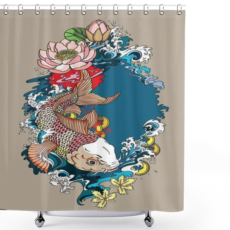 Personality  Koi Fish Illustration  Shower Curtains