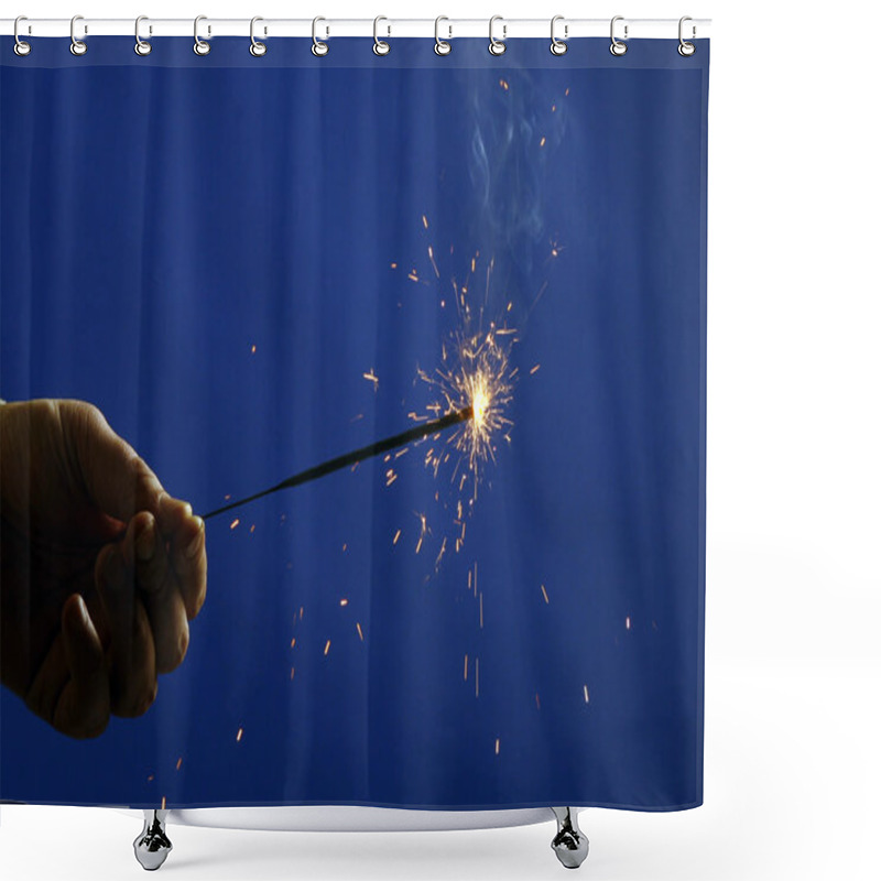 Personality  Photo Of Sparkler In Hand Shower Curtains