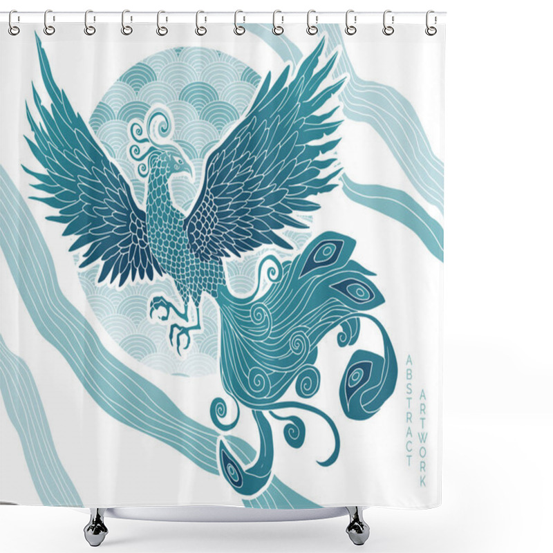 Personality  Abstract Illustration Of Mythological Bird Phoenix Fenghuang Shower Curtains