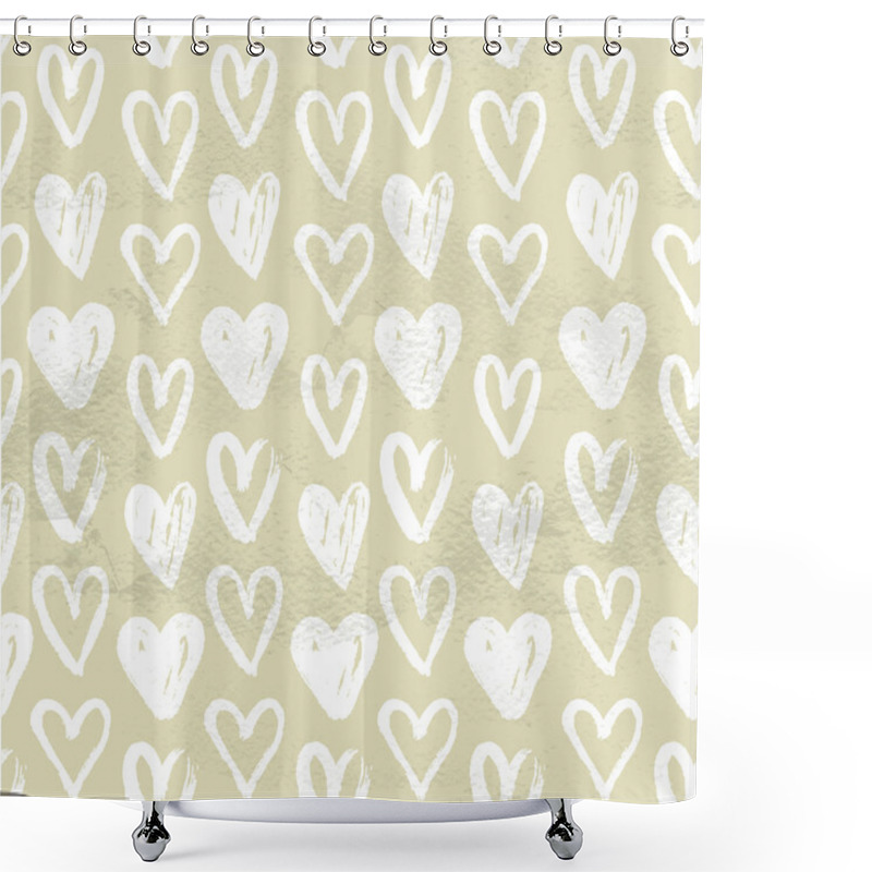 Personality  Seamless Pattern With Hearts Shower Curtains