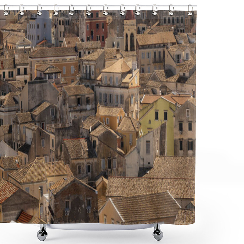 Personality  Historic Mediterranean Townhouses In Warm Light Shower Curtains