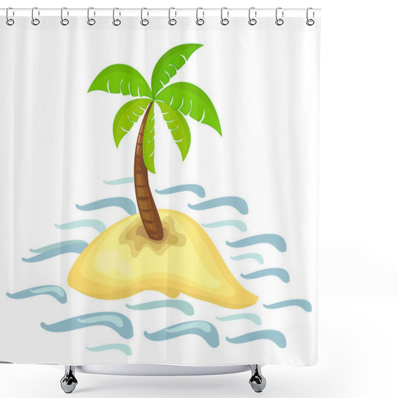 Personality  Palm Tree On Island Shower Curtains