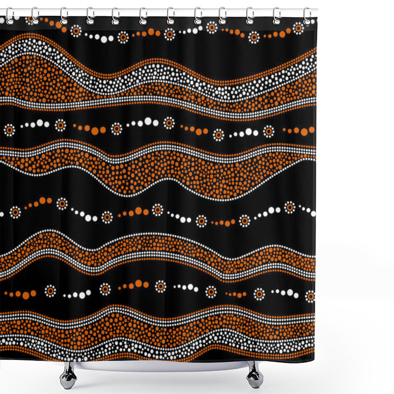 Personality  Australian Aboriginal Seamless Vector Pattern With Dotted Circles, Rings, Suns And Crooked Stripes Shower Curtains