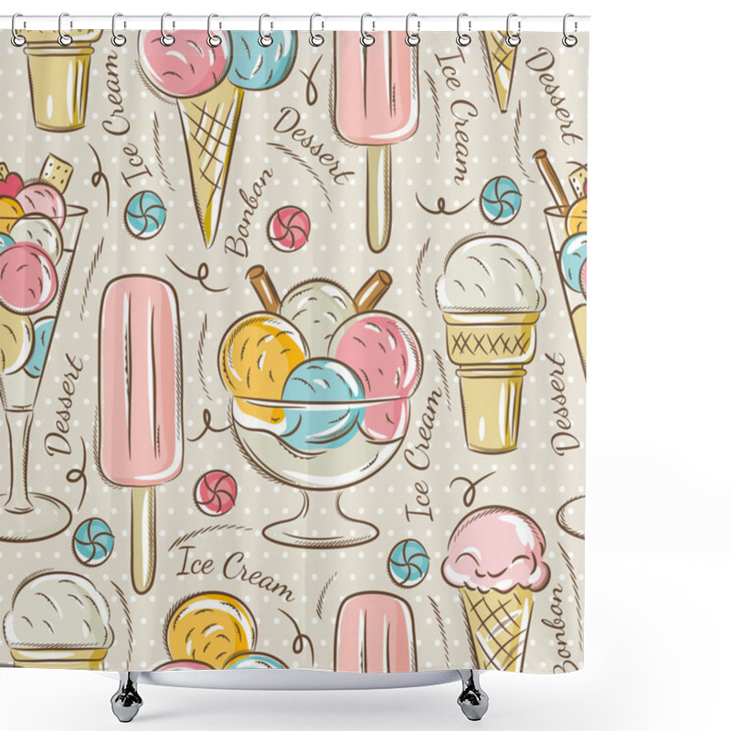 Personality  Background With  Ice Cream And Bonbons Shower Curtains