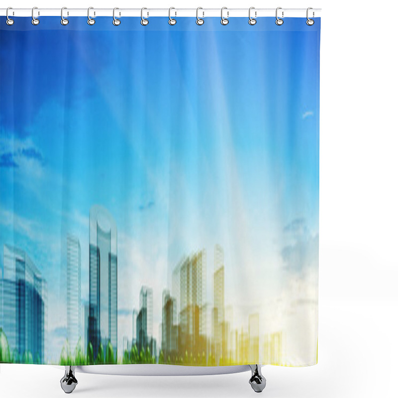 Personality  Panoramic City Concept Shower Curtains