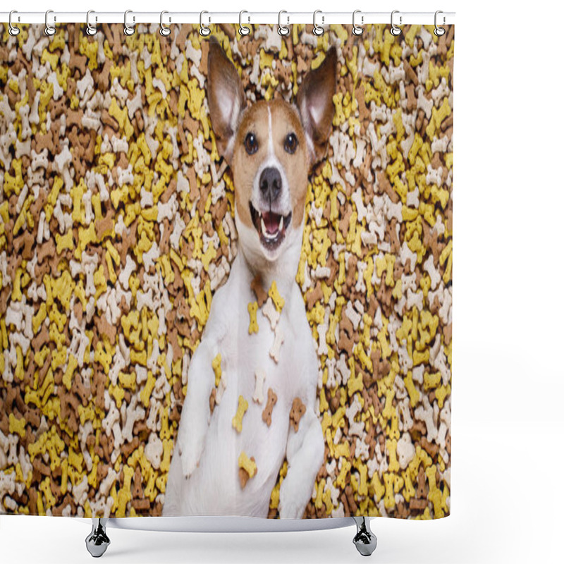 Personality  Hungry Dog In Big  Food Mound Shower Curtains