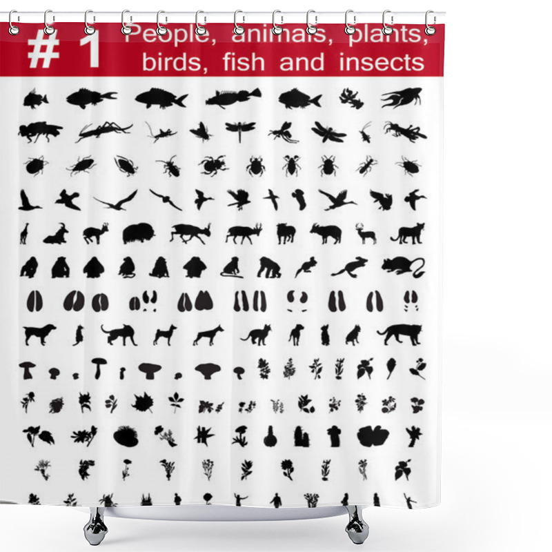 Personality  Vector Silhouettes Set. Set # 8 Shower Curtains