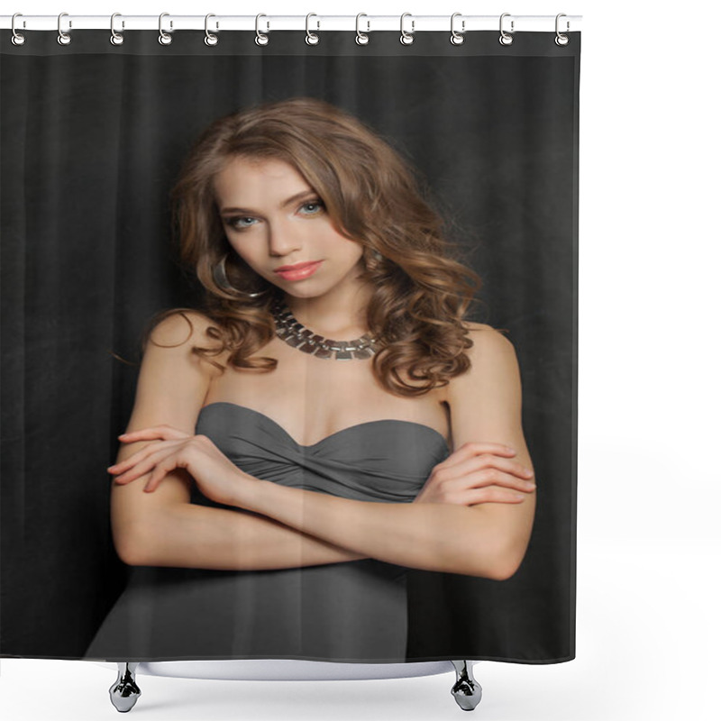 Personality  Perfect Model Woman With Arms Crossed Shower Curtains