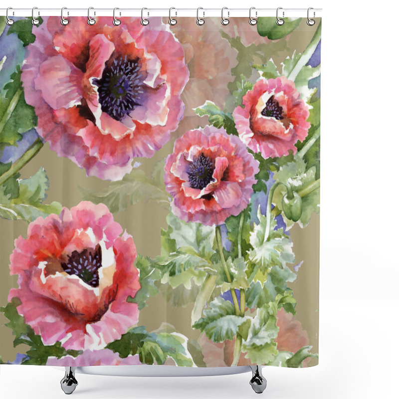 Personality  Blooming Poppy  Flowers Shower Curtains