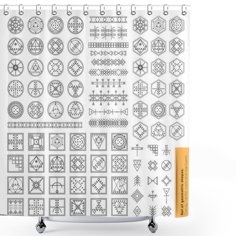 Personality  Set Of Minimal Geometric Monochrome Shapes. Shower Curtains