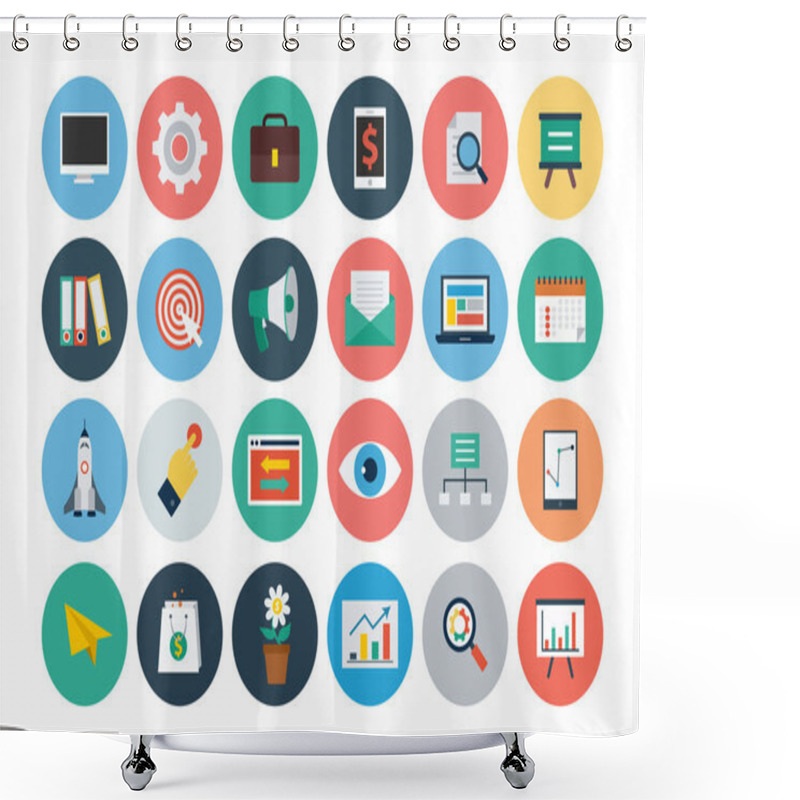 Personality  Flat SEO And Marketing Icons 1 Shower Curtains