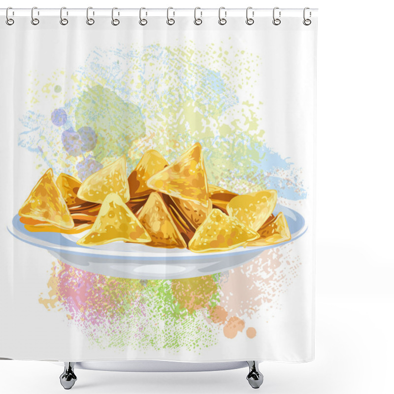 Personality  Nachos On Paint Blots Shower Curtains