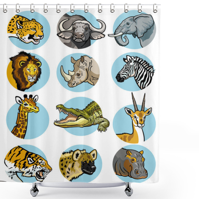 Personality  Icons Set With African Animals Shower Curtains