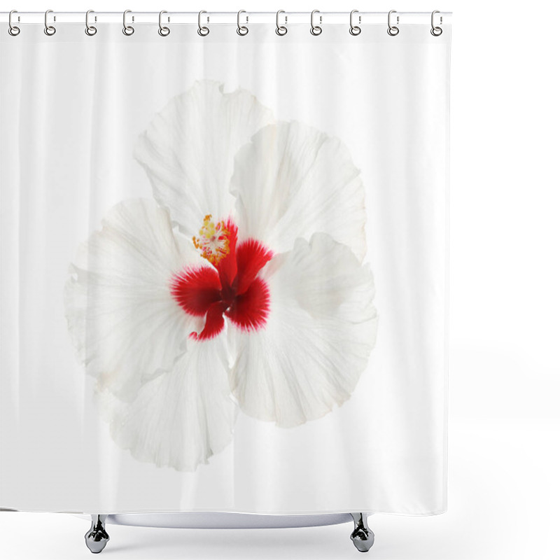 Personality  Beautiful Tropical Hibiscus Flower Isolated On White Shower Curtains