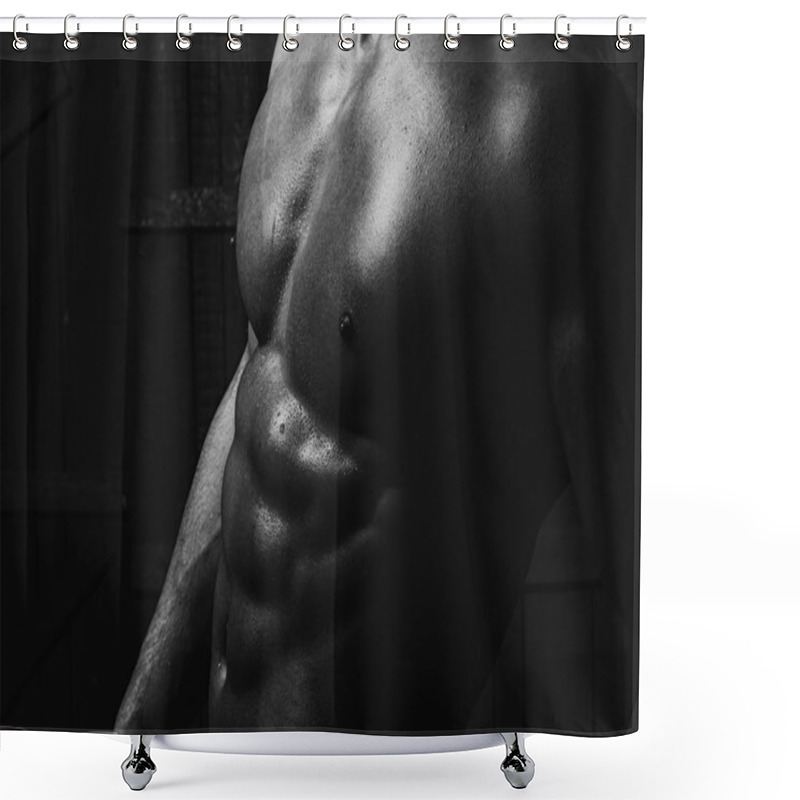 Personality  Closeup Of Beautiful Male Body Shower Curtains