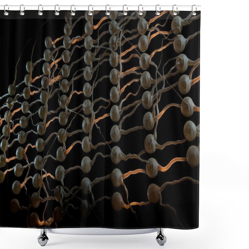 Personality  Artifical Neural Net. Neuron Network With Connection Links. 3d Illustration Shower Curtains