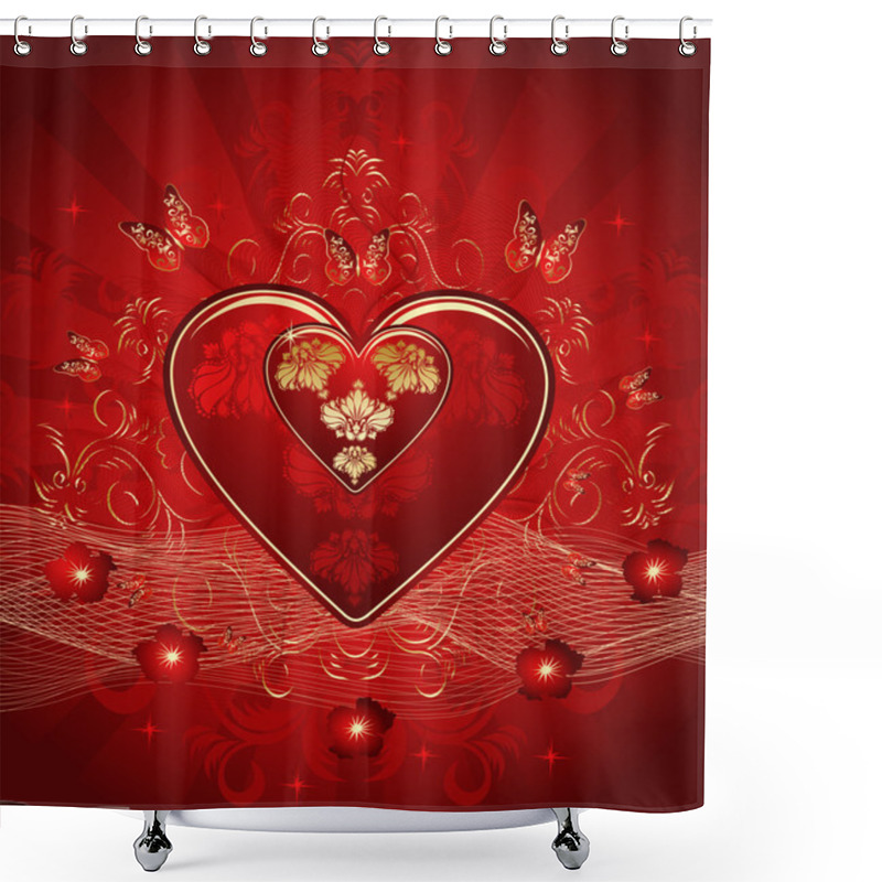 Personality  Pink Vector Hearts Shower Curtains