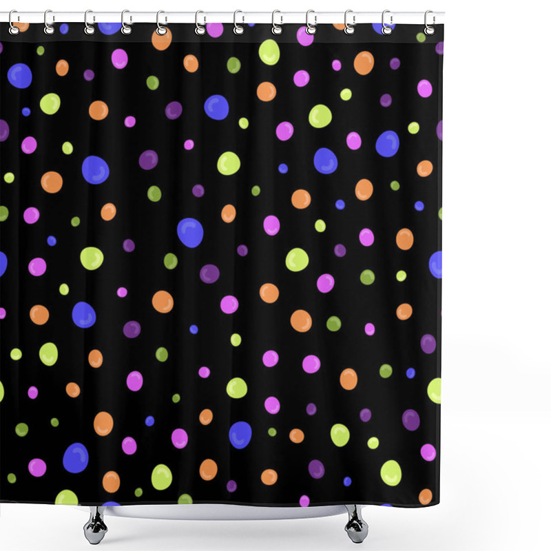 Personality  Colorful Seamless Pattern With Irregular Dots. Bubbles, Stones With Shadow. Packaging Template, Textiles, Party Prints, Bedding And Wallpaper. Shower Curtains