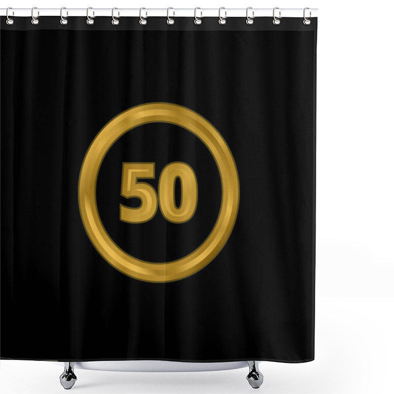 Personality  50 Speed Limit Sign Gold Plated Metalic Icon Or Logo Vector Shower Curtains