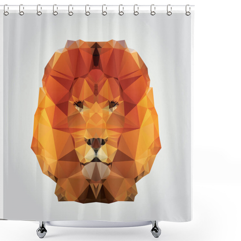 Personality  Geometric Polygon Lion Head, Triangle Pattern, Vector Illustration Shower Curtains