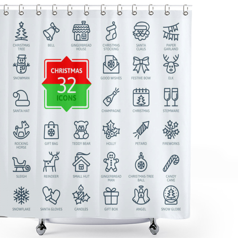 Personality  Outline Icon Collection - Christmas Set Shower Curtains