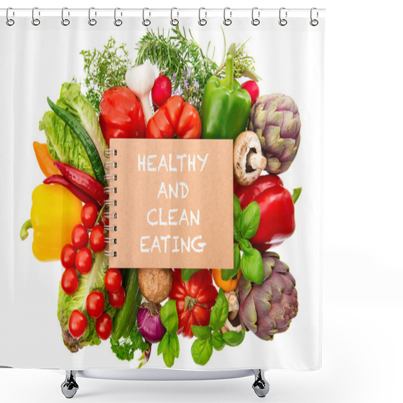 Personality  Notebook With Organic Vegetables And Herbs Shower Curtains