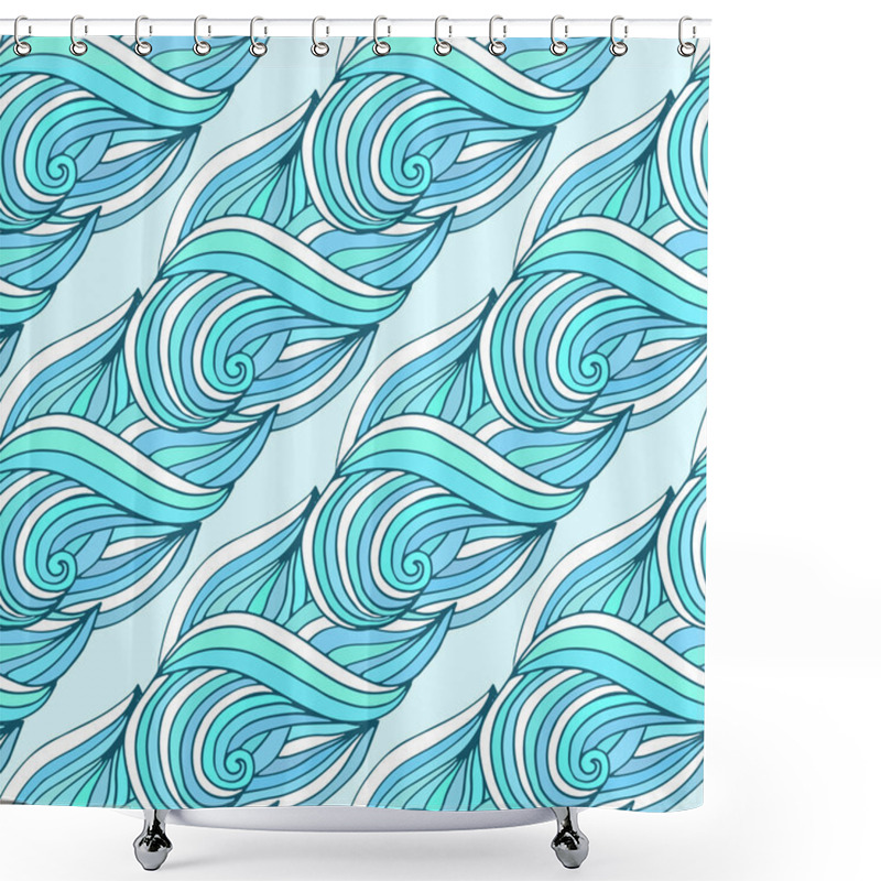 Personality  Doodle Wavy Repeating Pattern. Shower Curtains