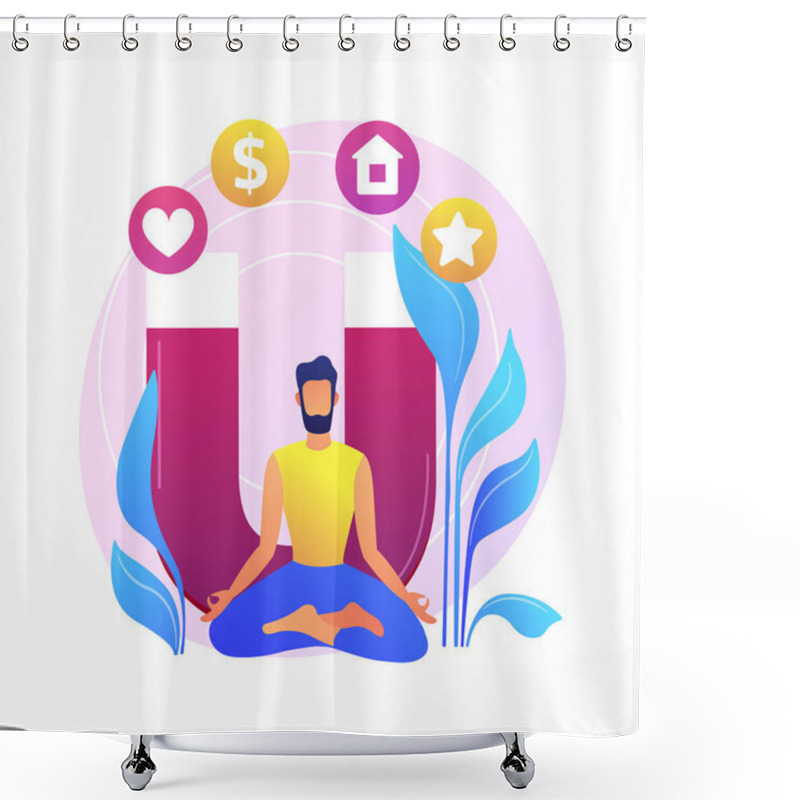 Personality  Law Of Attraction Abstract Concept Vector Illustration. Materialize Thoughts, Focus, Positive And Negative Emotions, Life Experience, Creative Visualization, Affirmation Abstract Metaphor. Shower Curtains