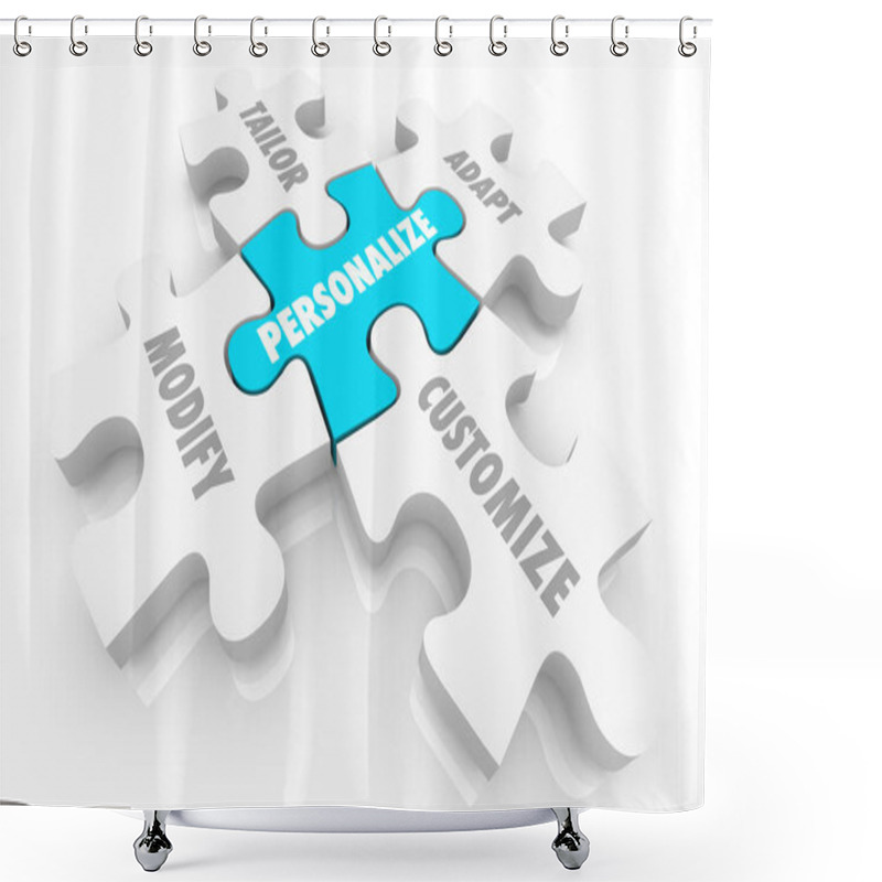 Personality  Personalize Customize Unique Puzzle Pieces Words 3d Illustration Shower Curtains