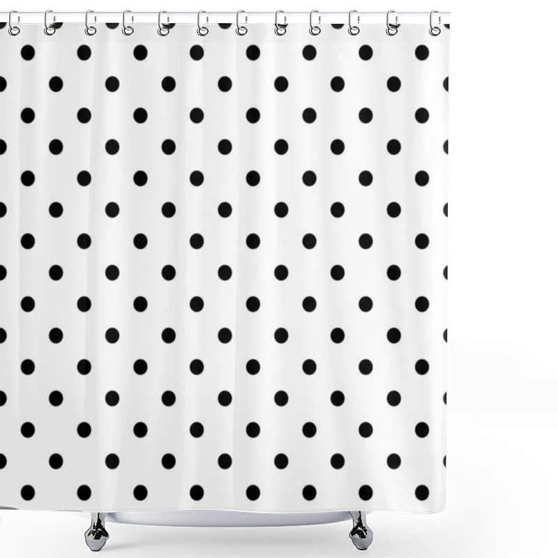 Personality  Black Polka Dots On White Background Retro Seamless Vector Pattern Shower Curtains