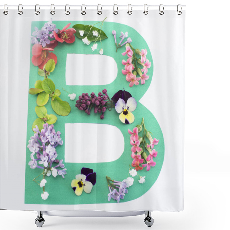 Personality  Letter B Made Of Spring Flowers And Paper Shower Curtains