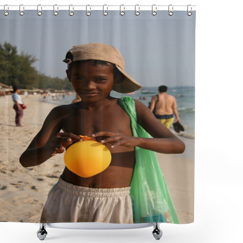 Personality  Boy With Balloon - Sihanoukville, Cambodia Shower Curtains